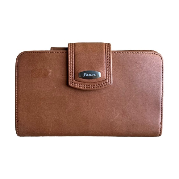 Vintage Rolf's Genuine Leather Side Zip Card Wallet Women's Brown Leather - Picture 1 of 13
